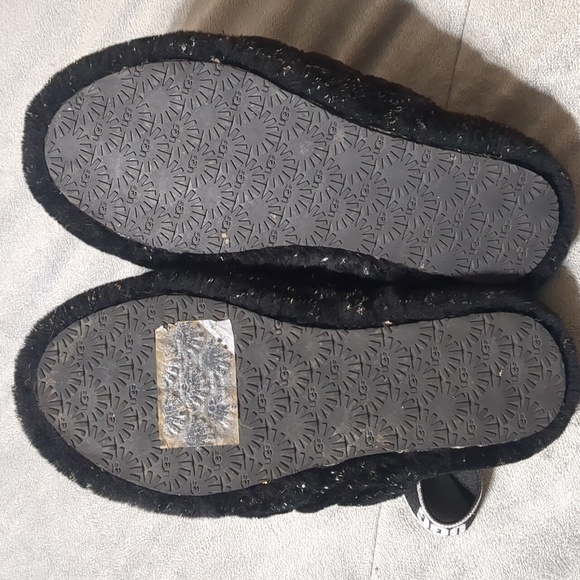 ugg fluff yeah metallic sparkle slides black silver women's size 5.5 - Picture 4 of 11